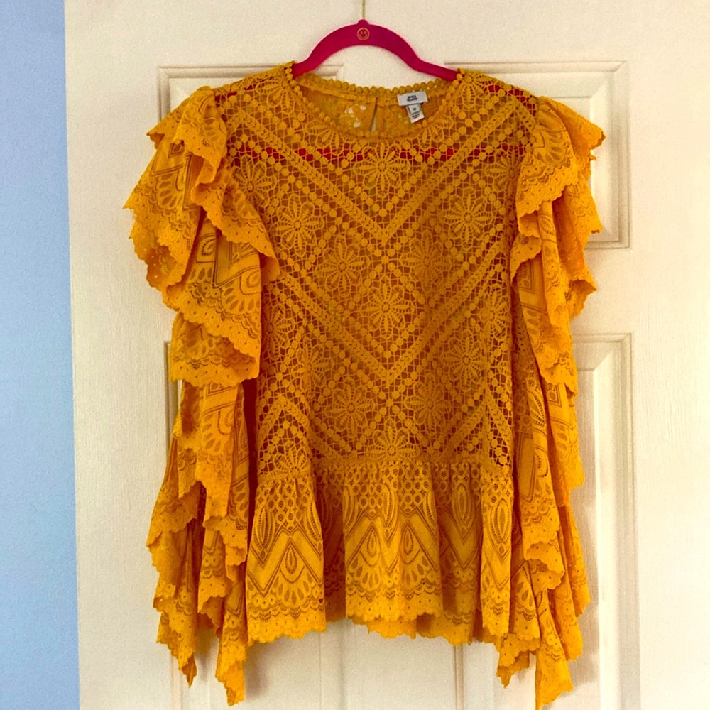 Goldenrod lace top/swim cover up from River Island